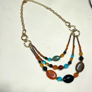 Vintage 3 layers color full beads in different sizes great necklace #423